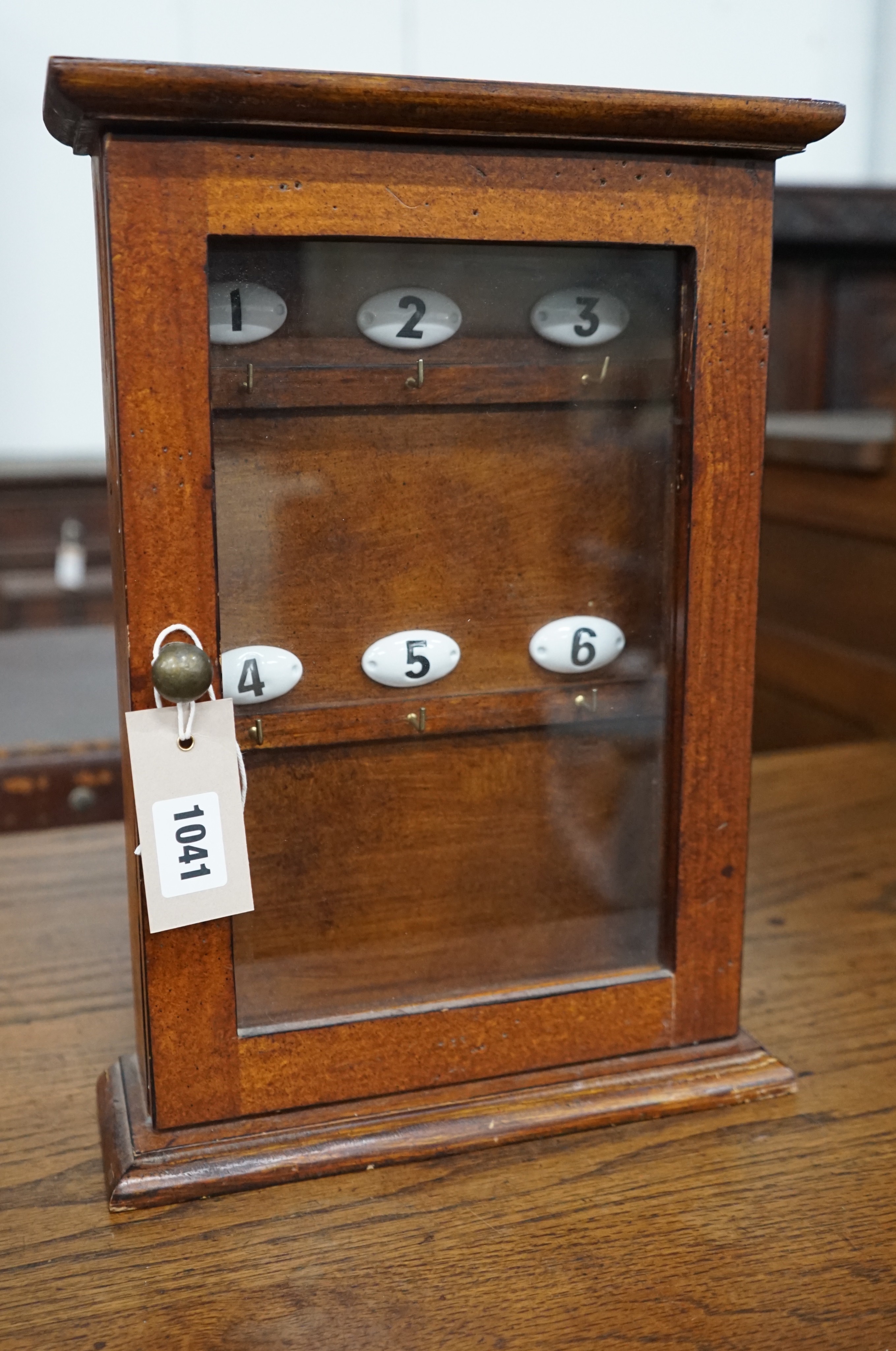 A Victorian style mahogany key box, height 36cm